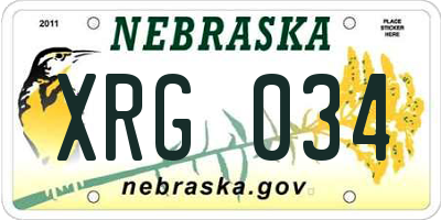 NE license plate XRG034