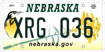 NE license plate XRG036