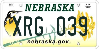 NE license plate XRG039