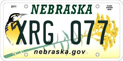 NE license plate XRG077
