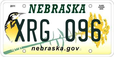 NE license plate XRG096