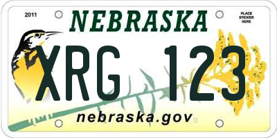 NE license plate XRG123