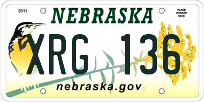 NE license plate XRG136