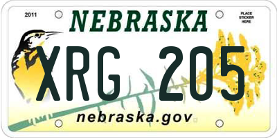 NE license plate XRG205