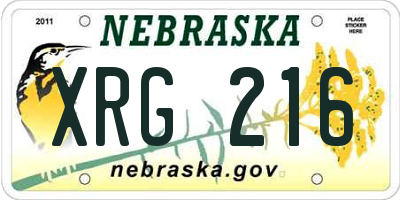 NE license plate XRG216