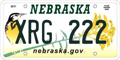 NE license plate XRG222