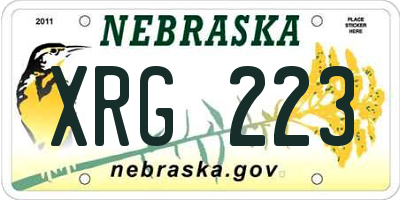 NE license plate XRG223