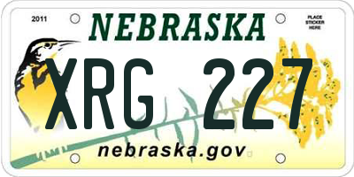 NE license plate XRG227