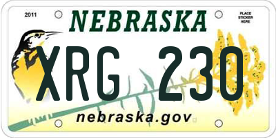 NE license plate XRG230