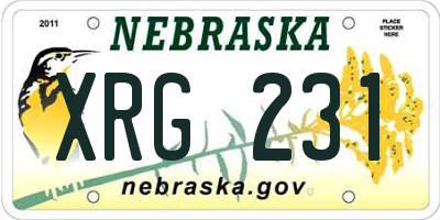 NE license plate XRG231
