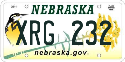 NE license plate XRG232