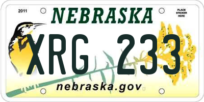 NE license plate XRG233