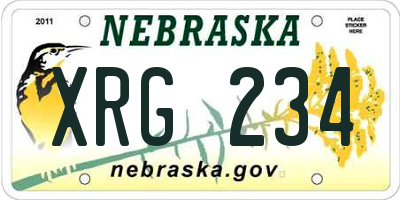 NE license plate XRG234