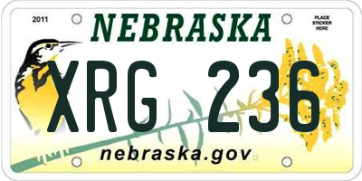 NE license plate XRG236