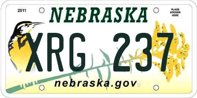 NE license plate XRG237