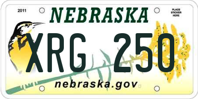 NE license plate XRG250