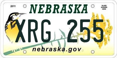 NE license plate XRG255
