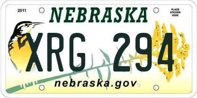 NE license plate XRG294