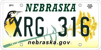 NE license plate XRG316