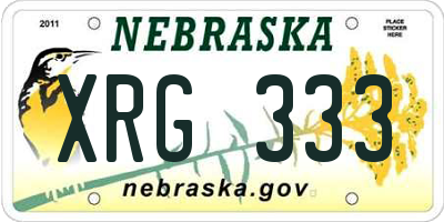 NE license plate XRG333