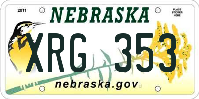 NE license plate XRG353