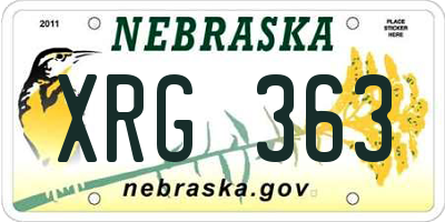 NE license plate XRG363