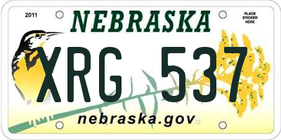 NE license plate XRG537