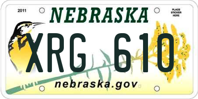 NE license plate XRG610