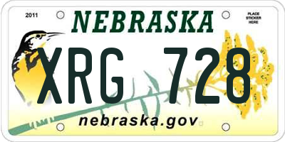 NE license plate XRG728