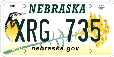 NE license plate XRG735