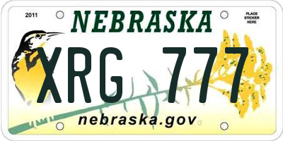 NE license plate XRG777