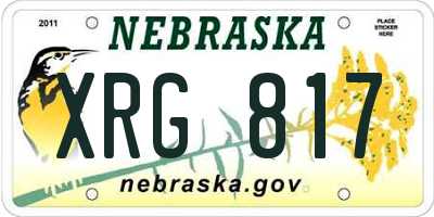 NE license plate XRG817