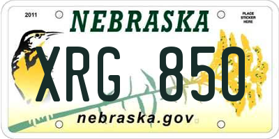 NE license plate XRG850