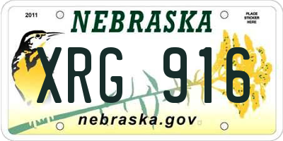 NE license plate XRG916
