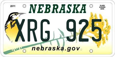 NE license plate XRG925