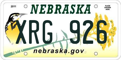 NE license plate XRG926
