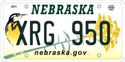 NE license plate XRG950