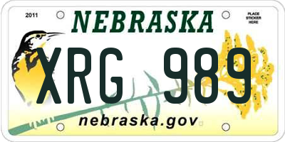 NE license plate XRG989
