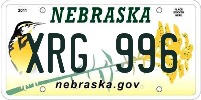 NE license plate XRG996