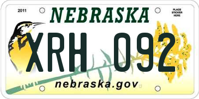 NE license plate XRH092