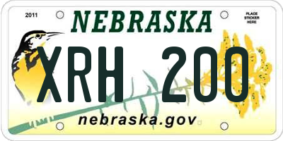 NE license plate XRH200