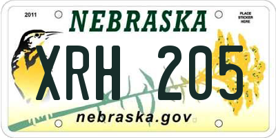 NE license plate XRH205