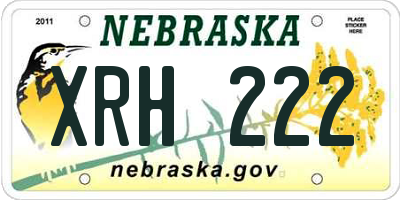 NE license plate XRH222