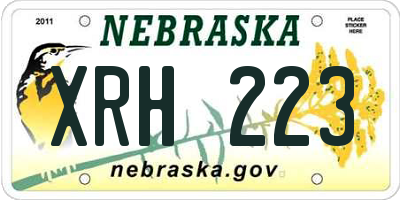 NE license plate XRH223