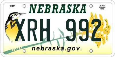 NE license plate XRH992