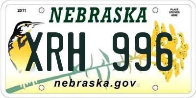 NE license plate XRH996