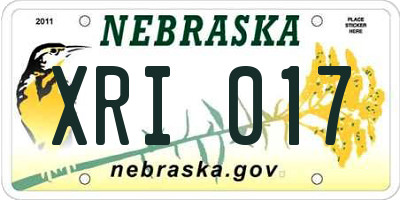 NE license plate XRI017