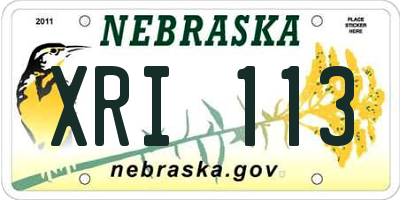 NE license plate XRI113