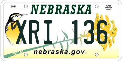 NE license plate XRI136