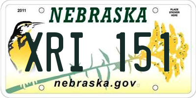 NE license plate XRI151